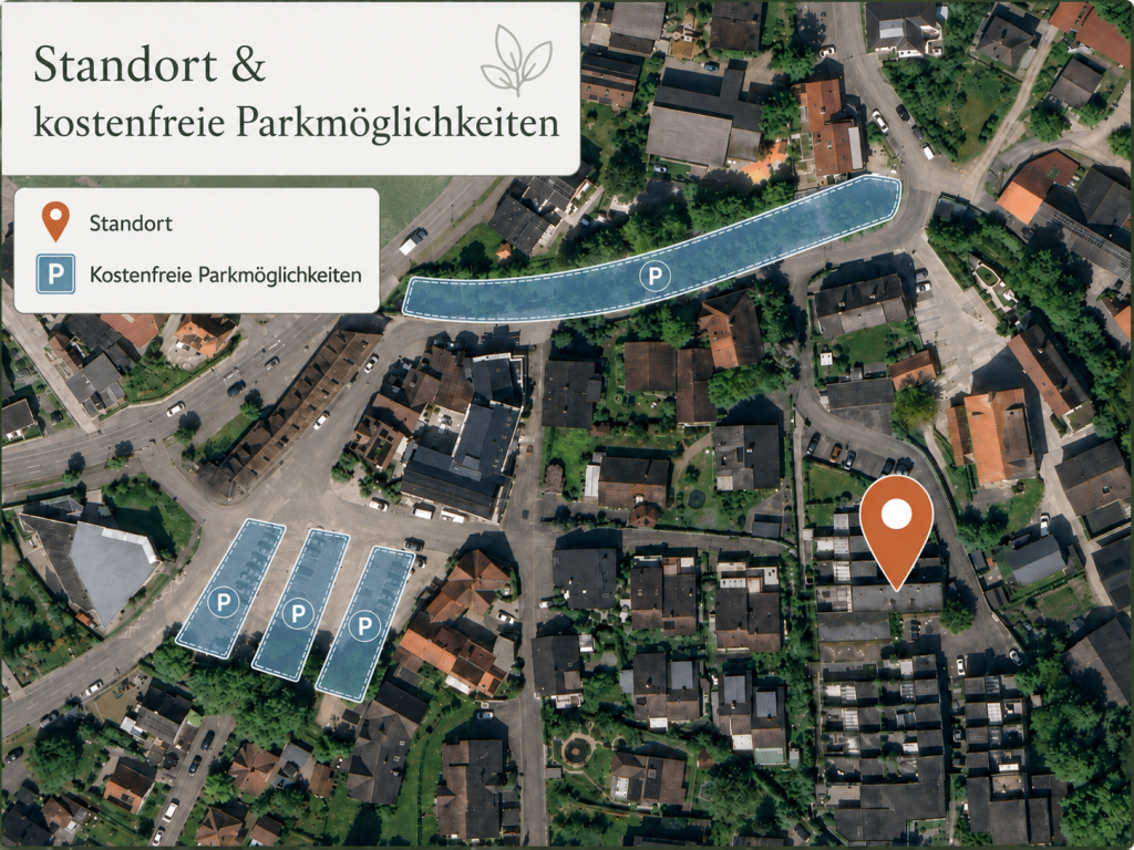 Kostenlose Parkmöglichkeiten für Ihren Praxis besuch.